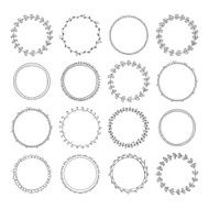 Romantic collection with hand drawn circle frames Set for invit
