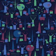 Wood Animals tapestry seamless pattern in dark colors