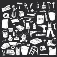 Vector Doodle Set of House Remodel N2