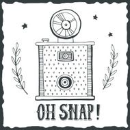 Hand drawn grunge print with a vintage camera N3