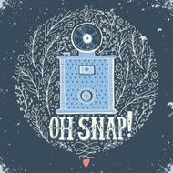 Hand drawn grunge print with a vintage camera N5