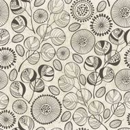 Monochrome seamless pattern of abstract flowers N2