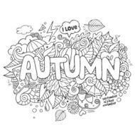 Autumn hand lettering and doodles elements background N2