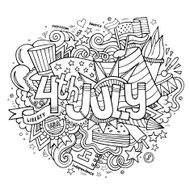 4th July Independence Day hand lettering and doodles elements N5