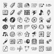 doodle music icons set