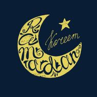 Ramadan Kareem doodle lettering in moon silhouette Yellow