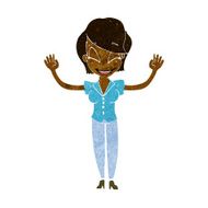 cartoon pretty woman with hands in air N15