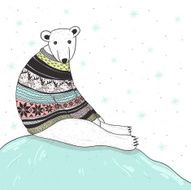 Christmas card with cute polar bear N2
