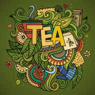 Tea hand lettering and doodles elements background N6