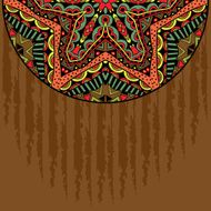 Grunge Background With Tribal Ornament Half Round Element