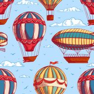 seamless background with colorful balloons and airships