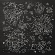 Summer and vacation chalkboard vector symbols N2