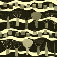 Trees seamless pattern tapestry in grey