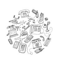 set of hand drawn doodle telephones N4