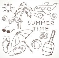Set of Summer Sketches Hand Drawn in Pencil N2