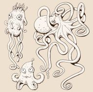 Deep sea monsters Vector illustration