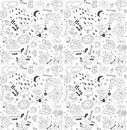 Time management metaphor doodles seamless pattern