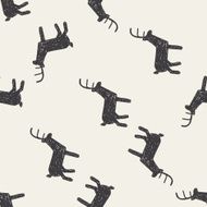 deer doodle seamless pattern background N4