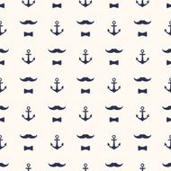 Anchor Bow Tie and Mustache Seamless Pattern N2