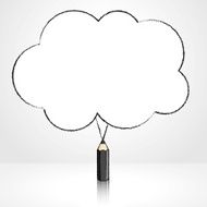 Black Pencil Drawing Fluffy Cloud Speech Balloon