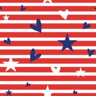 Seamless striped pattern with hearts and stars