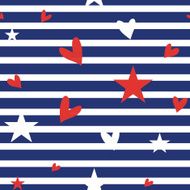 Seamless striped pattern with hearts and stars N2