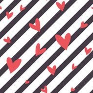 Seamless vector striped pattern with hearts N6