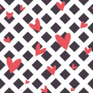 Seamless vector striped pattern with hearts N7