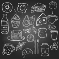Set of food on the blackboard