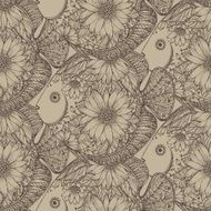 Vector seamless pattern with beautiful hand drawn fishes N6