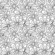 Vector Seamless Monochrome Floral Pattern N260