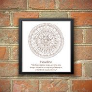 Monochrom mandala in black frame on the brick wall N2