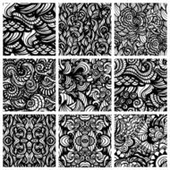 Set of nine hand-drawn seamless patterns N7