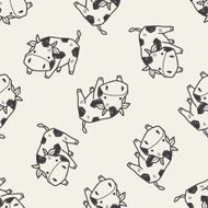 cow doodle seamless pattern background N6