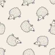 hedgehog doodle seamless pattern background N2