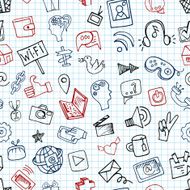 Social Media Icon seamless pattern Doodle sketchy Notepaper