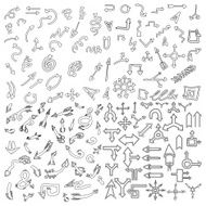 Doodle arrow icons set with spiral square circle and triangle N6