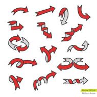 Vector Red ribbon arrow style doodle with brush stroke