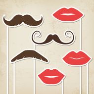 Vector mustaches and lips