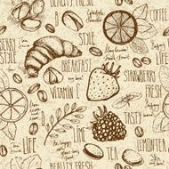 Breakfast sketched seamless pattern N4