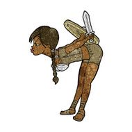 cartoon viking girl bowing N13