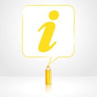 Yellow Pencil Drawing Info Icon in Square Speech Balloon