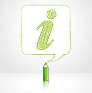 Green Pencil Drawing Info Icon in Square Speech Balloon
