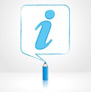 Blue Pencil Drawing Info Icon in Square Speech Balloon