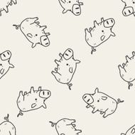 pig doodle seamless pattern background N4