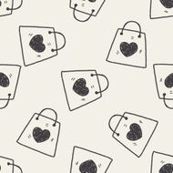 love shopping bag doodle seamless pattern background N2