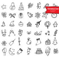 Christmas icons sketch drawing for your design N2