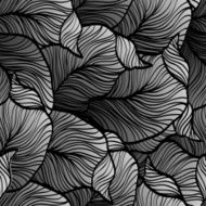 Retro seamless pattern with abstract doodle leaves N2
