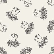 rose flower doodle seamless pattern background N8