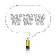 Wooden Lead Pencil Drawing WWW in Rounded Oblong Speech Balloon N2